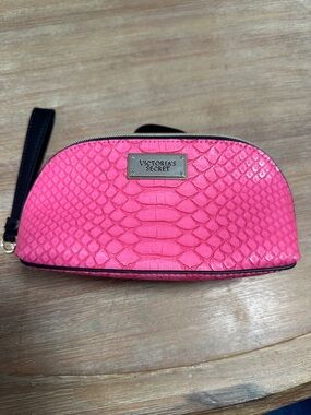 Victoria's Secret Hot Pink Snake-Embossed Cosmetic Wristlet